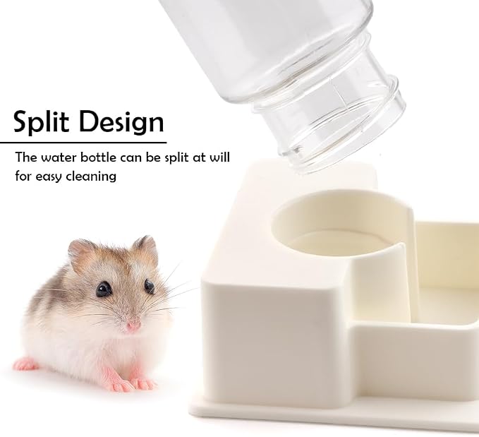 1 Pack Hamster Water Bowl Automatic Water Dispenser for Hamster Syrian Mice Gerbil Rodent (White)