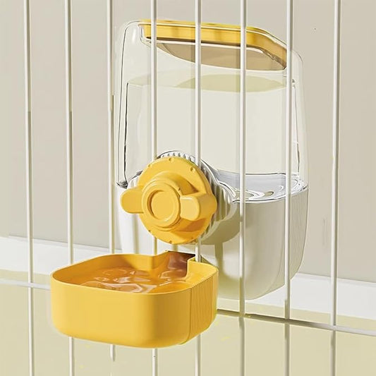 Pet Hanging Automatic Feeders Drinking Bowls，Gravity Rabbit Feeder and Water Set，Cage Cat Food Bowl Feeding Station for Puppy Kitten Chinchilla Hedgehog Guinea Pig (Yellow-Water)