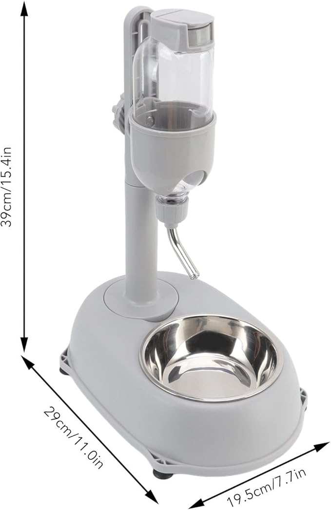 Dog Water Bottle with Bowl, 2 in 1 Water Bottle Stand Dispenser with Food Container Adjustable Pets Dog Bowl Feeder Drinking Bottle, for Cats Dogs Gerbil Rat Dwarf Hamster