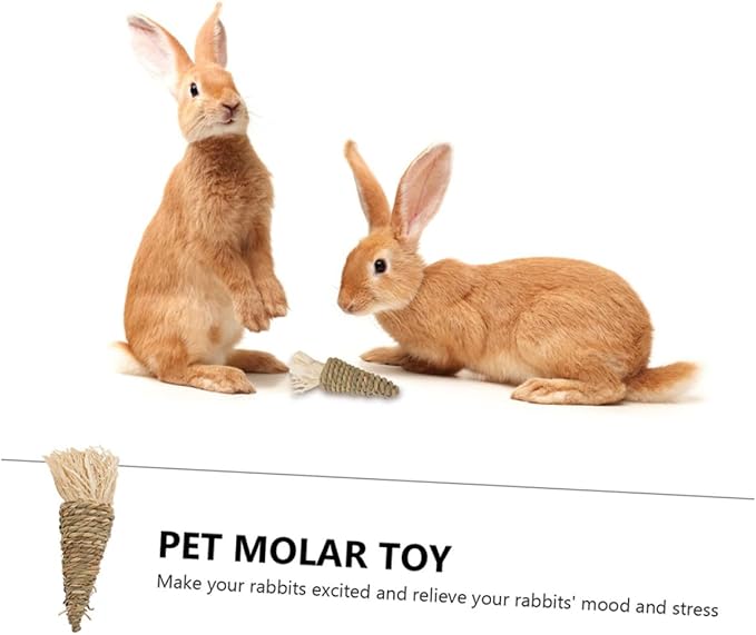 TOYANDONA 3Pcs Natural Grass Carrot Chew Small Animal Teeth Cleaning Chewing for Rabbits Guinea Pigs Chinchillas Hamsters Stress Relief Molar Care Pet Supplies