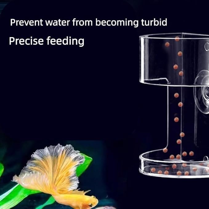 Acrylic Floating Fish Tank Feeder, Clear Arc-Shaped Aquarium Food Dispenser with Suction Cup, Prevents Water Turbidity and Food Settling