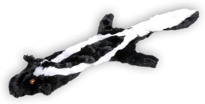 Jeffers Pet Thinnies Unstuffed Plush Dog Toy with Rope & Squeaker – 21" Skunk, Flat Stuffing Free Chew Toy for Dogs & Puppies – Soft, Durable, Interactive Play, Fetch, Tug, Training, Teething