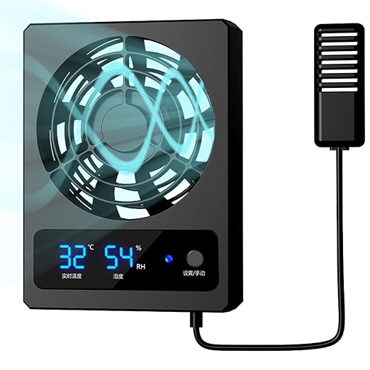 Cooling Fan - Digital Terrarium Airflow Controller, Quiet Habitat Ventilation Device with High Efficiency Wind Output, Smart Temperature Regulation Feature, Ideal for Geckos Turtles Frogs Enclosure Ma