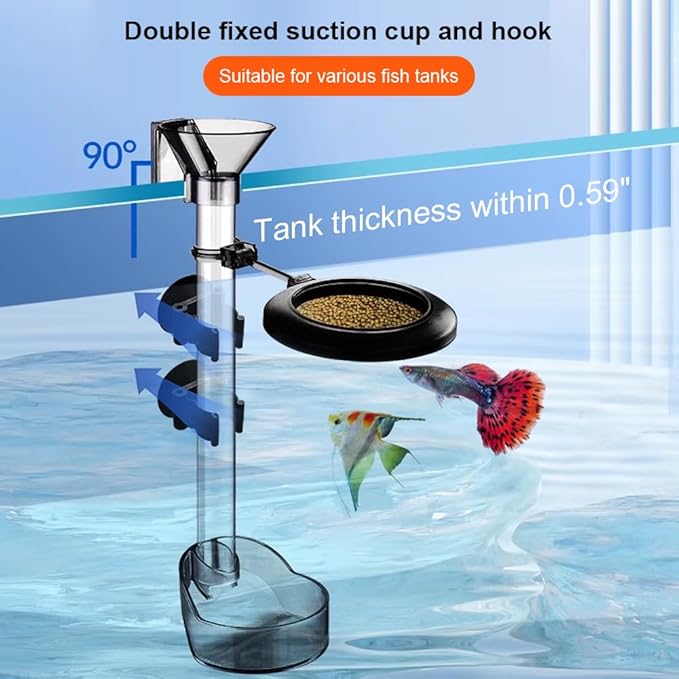 La La Pet Fish Feeding Dish Set with Adjustable Tube Kit, Suction Cups and Cleaning Brush for Aquarium Supplies