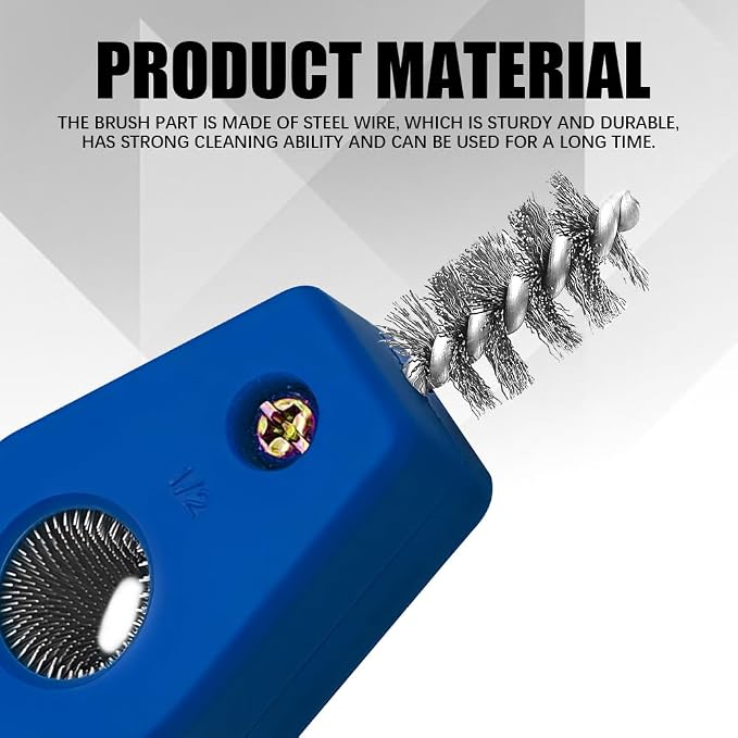 4 in 1 Car Battery Cleaning Brush, Battery Terminal Cleaner, Anti-Rust Auto Battery Cleaner Brush Tool with Steel Wire, Vehicle Battery Terminals Machine Parts Cleaning Tool for Cars (Blue)
