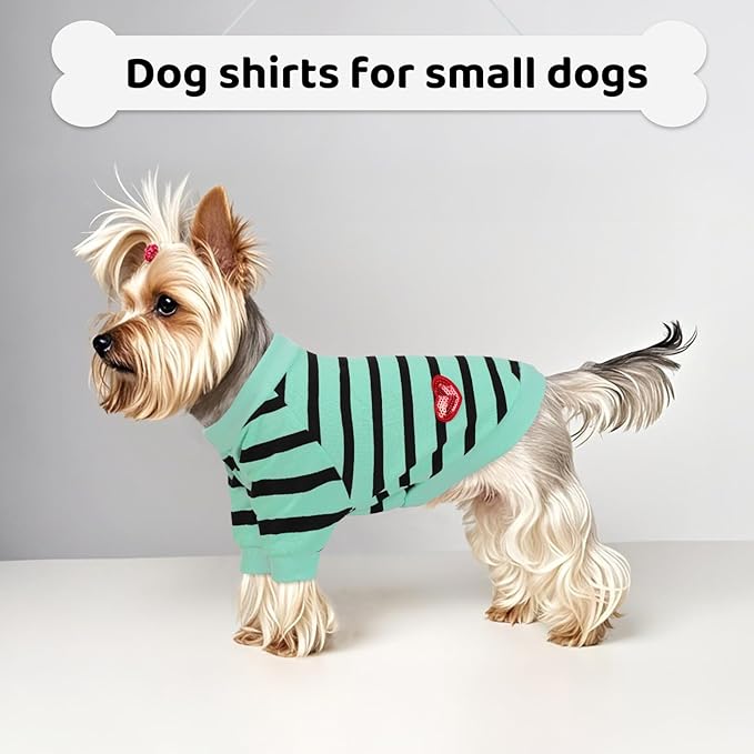Dog Shirts for Large Dogs, Striped T-Shirts Dog Vest Pet Apparel Tee Shirts Spring Summer Suitable for Small and Medium Large Pets French Bulldog Bichon, Turquoise L