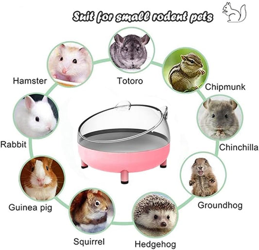 Hamster Food Bowl Elevated Tilted Pet Feeder Sand Bathtub Reduces Neck Strain for Small Pet Ferrets Dwarf Hamsters Gerbils Mice Puppies (Pink)