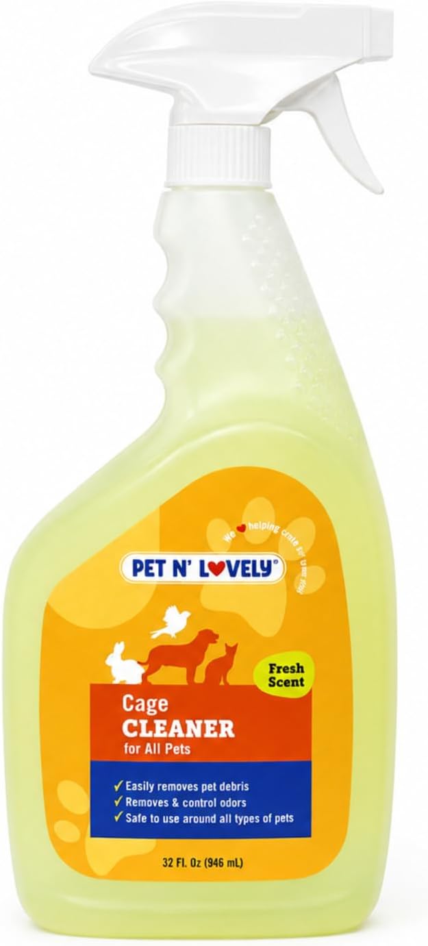 Pet N' Lovely Cage Cleaner, Easily Removes Pet Debris, For All Pets, Freshly Scented, Easy to Use, Refreshing Lemon, 32 Fl. Oz.