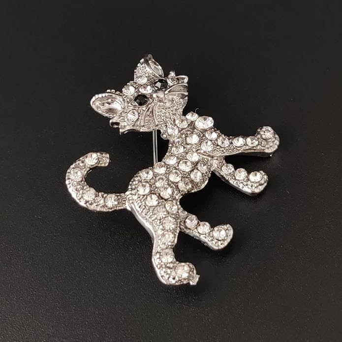 coadipress Rhinestone Cat Brooch Pin for Women Cute Crystal Animal Cat Lapel Pin Clothing Dainty Accessories Jewelry