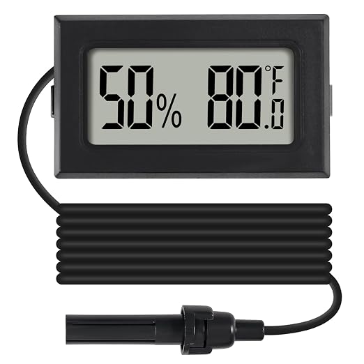 1Pcs Mini Digital Thermometer Hygrometer Gauge Indoor with Probe Sensor LCD Display Meter Temperature Humidity Fahrenheit Meter for Incubator Reptile Plant Tank Garden ℉