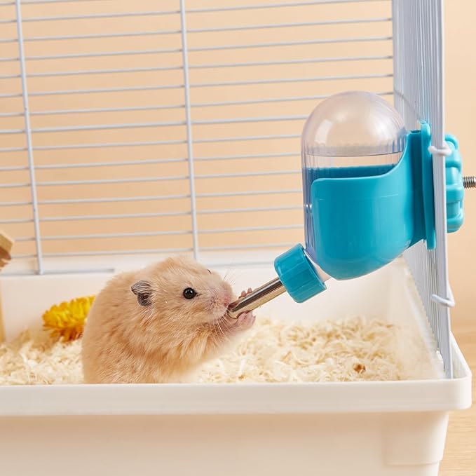Hamster Water Bottle, 3.4 oz Freestanding Water Dispenser for Syrian Dwarf Hamster Mouse Rat Degu