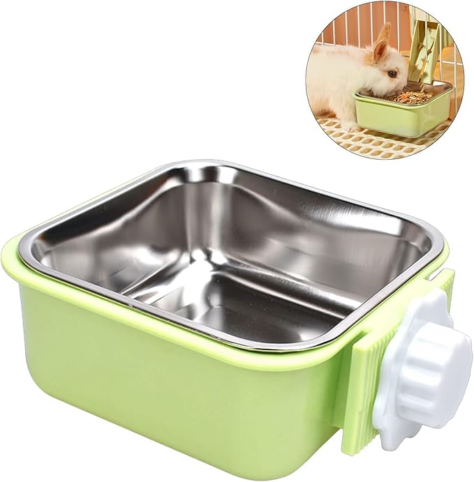 Pet Hanging Bowl for Crates, 2 in 1 Small Dog Bowl Puppy Removable Stainless Rabbit Cat Feeder Food Water Bowls for Puppy Cat Bird Rabbit Hamster Guinea Pig Ferret Small Animals