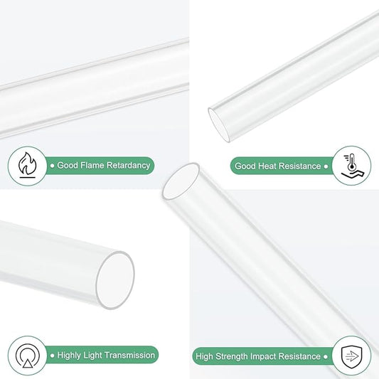 M METERXITY 1-Pack Clear Plastic Tube, 10mm[0.39"] ID x 11mm[0.43"] OD High Impact Rigid Polycarbonate Round Pipes for Water Plumbing/Lighting/Aquariums/Models, Plastic Tubing [305mm/12IN]