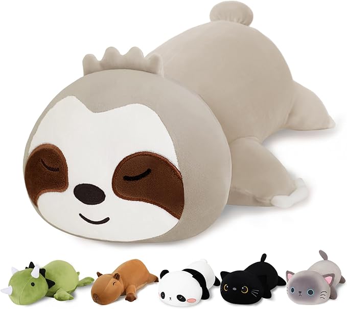 Finebee Weighted Sloth Stuffed Animals, Cute Weighted Sloth Plush, Soft Stuffed Weighted Plushie Pillow Gifts for Kids & Adults (23.6" 3.1Lbs)