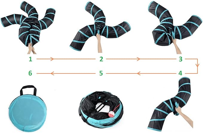 Cat Tunnels, Pet Ferret Rabbit Bunny Tunnels Tubes Subway Habitats, S-Style, DIY Cat Peekaboo Maze House Tent Bed, Kitten Interactive Toy (S Type: 1 Way Tube)