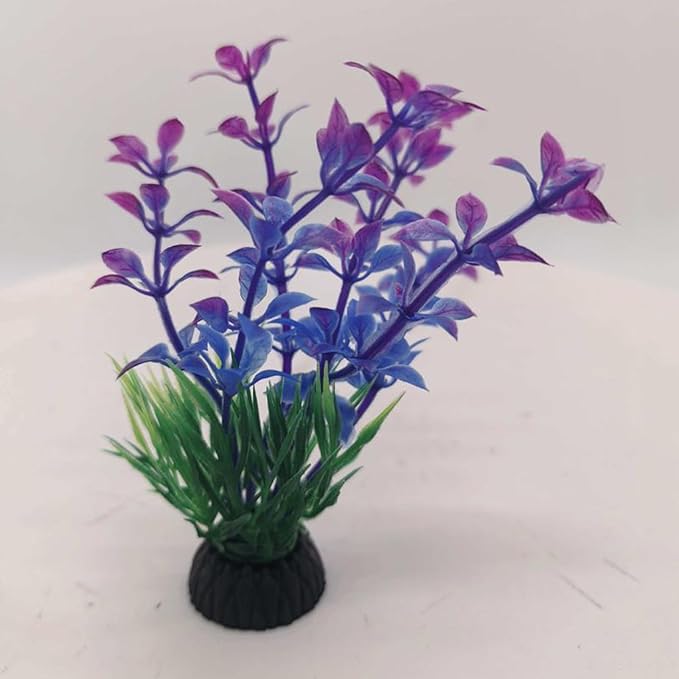 9 Pcs Aquarium Artificial Plastic Glass Plants and Rock Cave Decor Set, Goldfish Betta Fish Tanks Decoration Accessories Green Plants, Simulation Water Plant Corals Ornaments