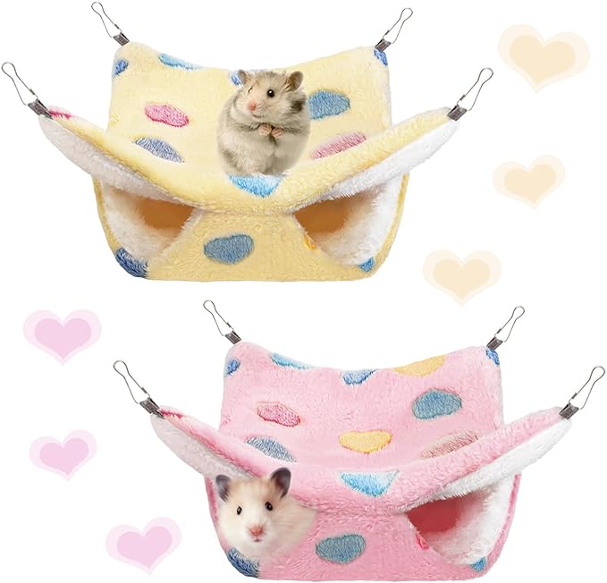 2 Pcs of Rat Hammocks Small Animal Hammock Rat Bed Guinea Pig Hammock Rats Cage Accessories for Small Animals Chinchilla Parrot Sugar Glider Ferret Squirrel