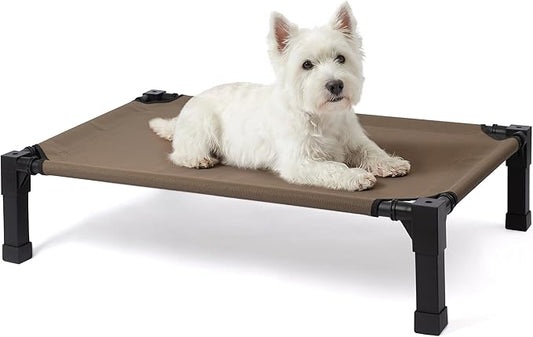 Niubya Elevated Outdoor Dog Bed, Cooling Elevated Pet Cot, Steel-Framed and Non-Slip Feet, Raised Dog Bed with Waterproof, Washable, Breathable Teslin Mesh, 35in