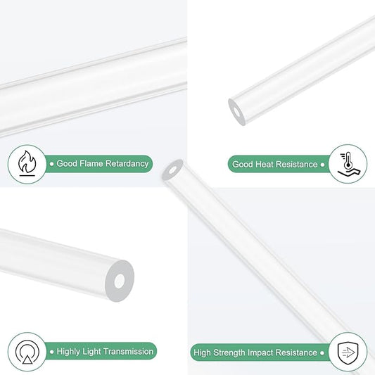 M METERXITY Clear Plastic Tube, 2mm[0.08"] ID x 6mm[0.24"] OD High Impact Rigid Polycarbonate Round Pipes for Water Plumbing/Lighting/Aquariums/Models, Plastic Tubing [305mm/12IN]