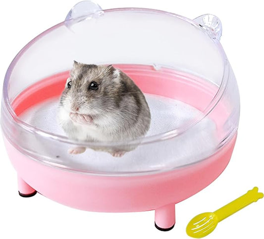 Hamster Sand Bath Container,Sandbox Toilet,Hamster Sand Bathtub with Cleaning Scoop,Gerbil Dust Bathtub for Hamsters Mice Lemming