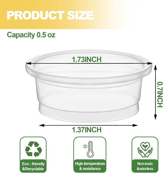 0.5oz Crested Gecko Food and Water Feeding Cups, Reptile Feeder Bowls, Plastic Replacement Food Dish for Lizard and Other Small Pet Ledge Accessories (500 pcs)