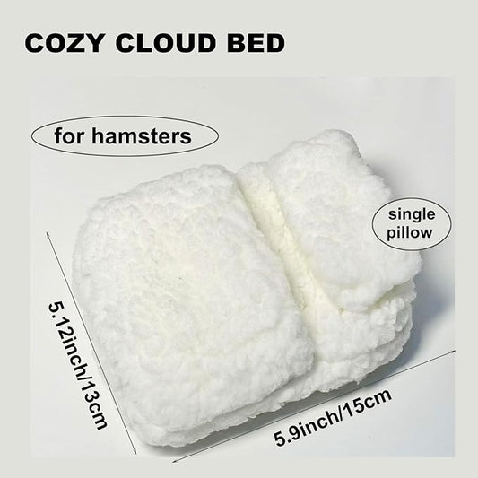 Soft Small Cotton Hamster Bed, Small Animal Cloud Cozy Bed Cozy with Pillow, Cage Decor Photo Toys, Relax Habitat House Accessories, Sleep Pad Rest Nest for Mice, Rat. (White Cloud Bed)