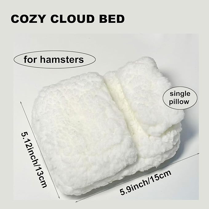 Hamster Mini Cotton Sofa Chair, Small Animal Blue Red Bed Cozy with Pillow, Cage Decor Photo Toys, Relax Habitat House Accessories, Sleep Pad Rest Nest for Hamster, Mice (White)