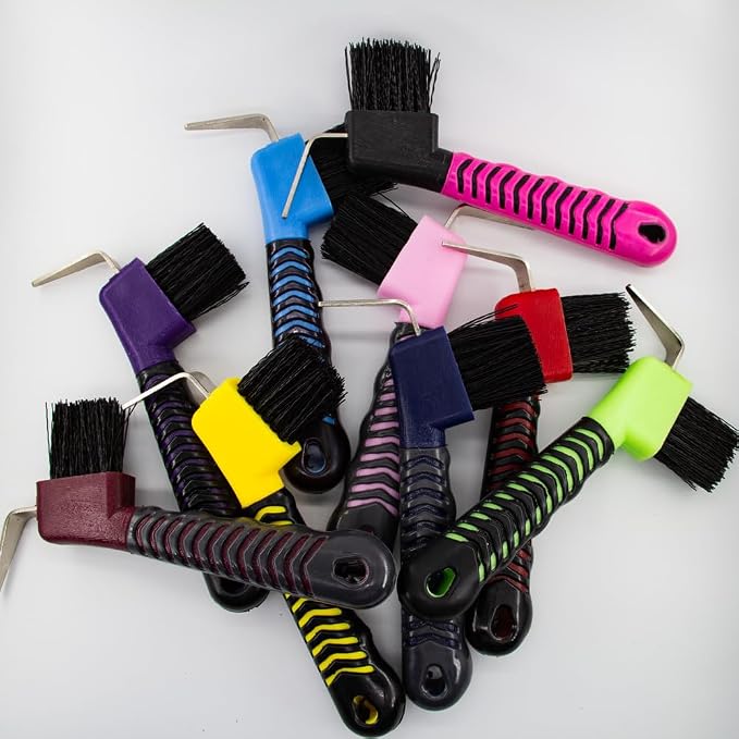Horse Grooming Tool - Hoof Brush with Stiff Bristled Bristles and Soft Rubber Handle, Efficiently Cleans Horse Hooves and Doubles as a Mud Remover for Boots, Random Color 4PCS