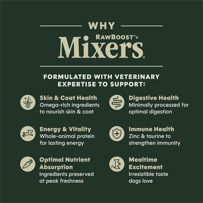 Instinct RawBoost Functional Mixers, Freeze Dried Dog Food Topper, Grain-Free, Real Chicken - Mobility Support, 5.5 oz. Bag