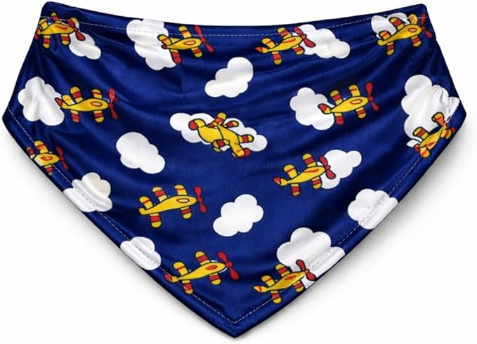 Luxury Satin Dog Bandana – Slip-On Collar Style, Premium Pet Scarf for Medium, Large & XL Dogs – Special Occasion Accessory (Collar Not Included) (Medium - Extra Large, Airplane (G) Luxe - Satin)