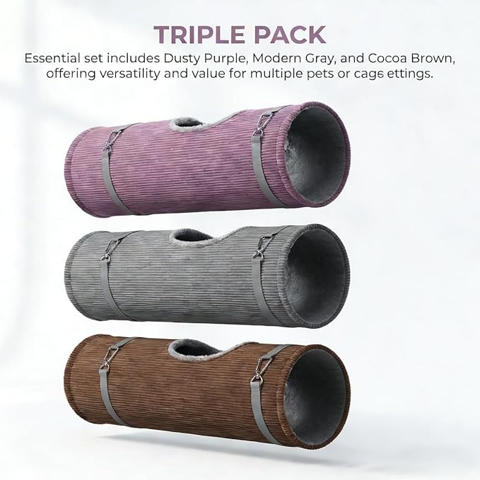 3 Pack Ferret Tunnel Hanging Warm Swinging Hammock Bed Hideout Sugar Glider Tube for Ferret Guinea Pig Rat Squirrel (3Pcs)