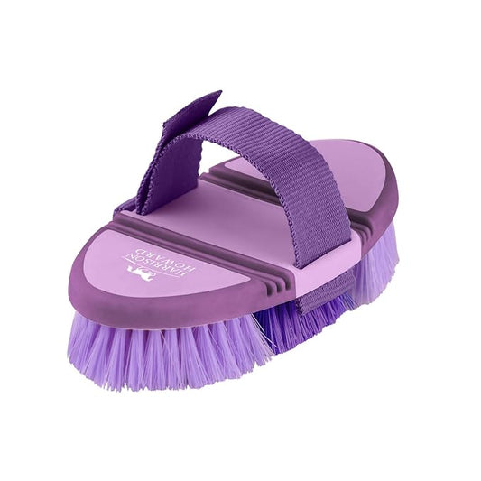 Harrison Howard Flexible Finish Horse Grooming Brush - Bendable, Comfortable Hold, Purple