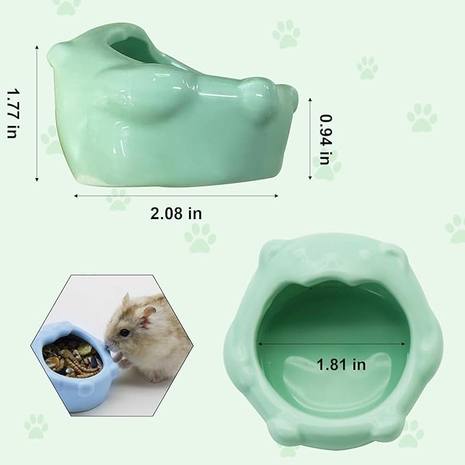 Small Ceramic Pet Hamster Bowl, Easy to Clean Anti Flipping Small Animal Bowls, Hamster Food and Water Bowl for Golden Bears, Rabbits, Hedgehogs, Dutch Pigs, Parrots (Pink)