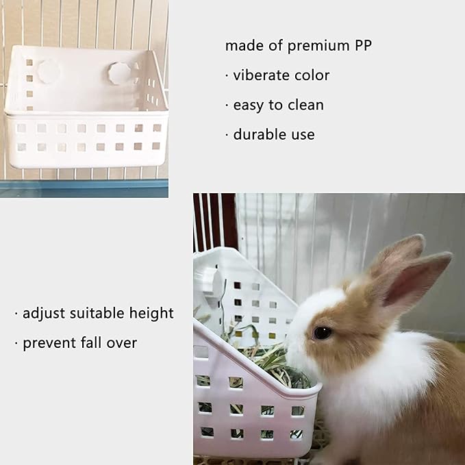 Tfwadmx Rabbit Hay Feeder Hay Rack Manager Holder Plastic Food Bowl Use for Grass Ideal for Bunny Guinea Pig