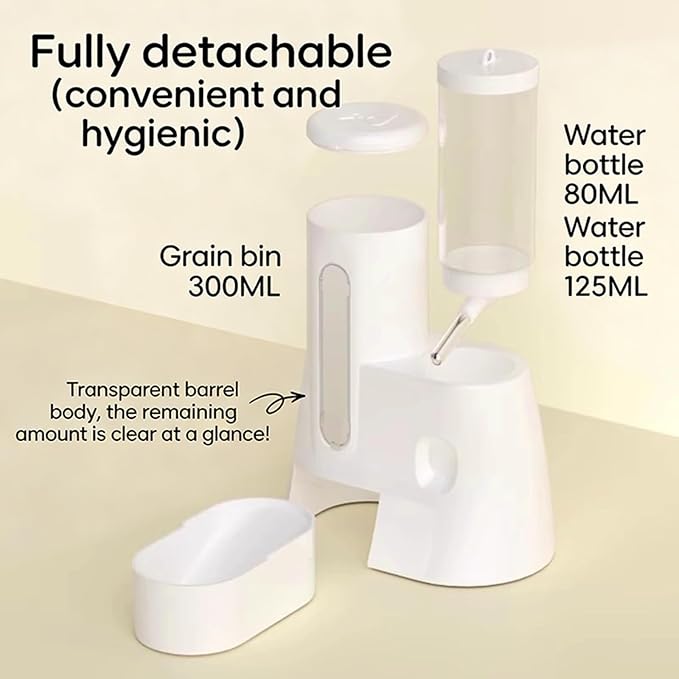 Small Animal Food and Water Dispenser, 2 in 1 Hamster Automatic-Gravity Food Water Dispenser, No Drip Pet Feeder and Waterer, for Small Animal Hedgehog Hamster Cats Rabbits