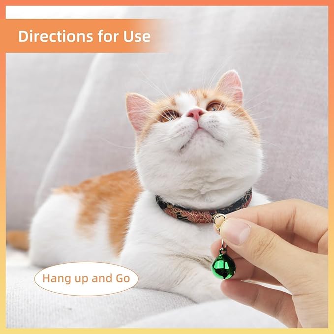 9 Pack Cat Collar Bells, Small Pet Bells for Dog and Cat Collars with Keychains, Louder Crisp Metal Charms for Kitten Tracker Training, Bird Safety Bell 9 Colors Pet Collar Accessories Training Kit