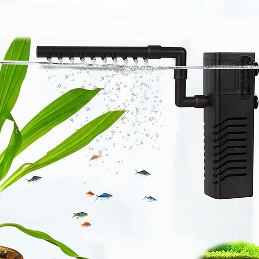 Aquarium Filter Fish Tank Filter Powerful Submersible Turtle Water Filters Ultra Quiet Biochemical Sponge Filter for 10 to 35 Gallon Tank Filtration/Oxygenation/Water Cycle 5in1 (12W)