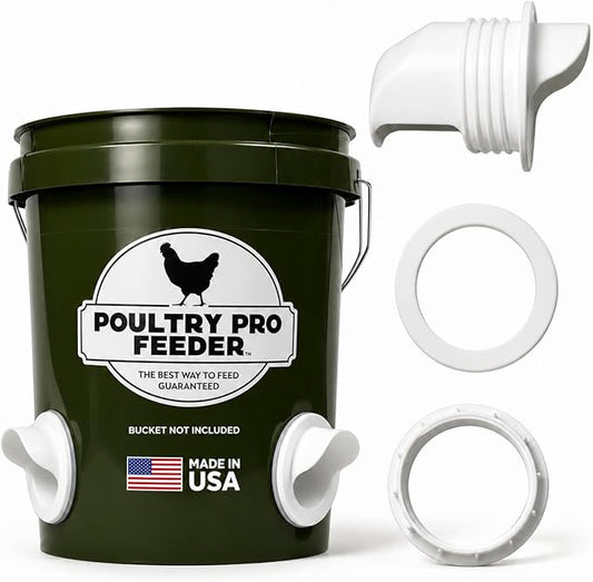 The Original Poultry Pro Feeder DIY Port PVC Gravity Fed Chicken Feeder | Single Port Chicken Feeder for Chicken Coop | Use for Buckets & Bins | Rain Proof, Weather Resistant - Original Feeder 1-Port