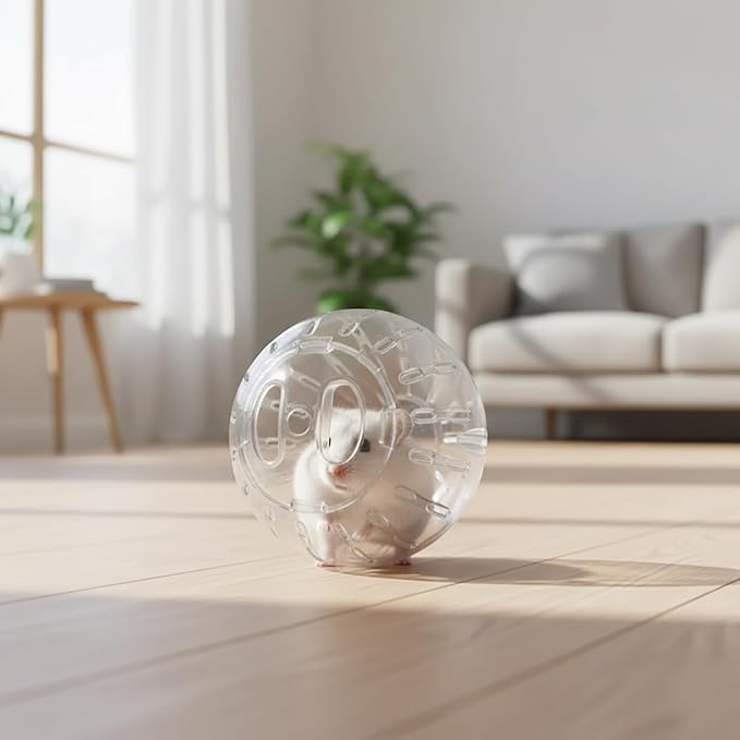 2Pcs Rotundity Hamster Balls, Breathable and Sturdy Dwarf Hamster Exercise Balls Running Wheel Gerbil Toys, Small Animals, Portable Small Pet Supplies (White & Blue),2 Sizes 5.7 & 4.7in. ﻿
