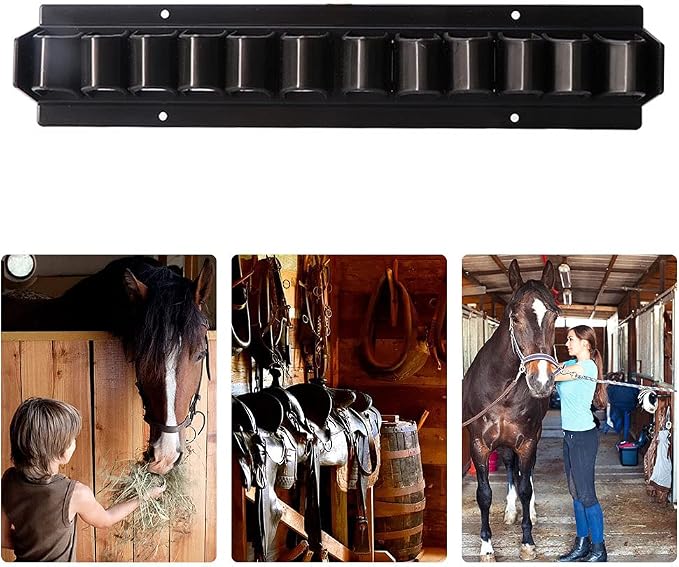 Horse Whip Crop Holder, Whip Rack Wall Mounted, Bracket for Horse Stables, Durable Horses Whips Storage Organizer, Holds up to 12 Whips or Crop(Color:Black)