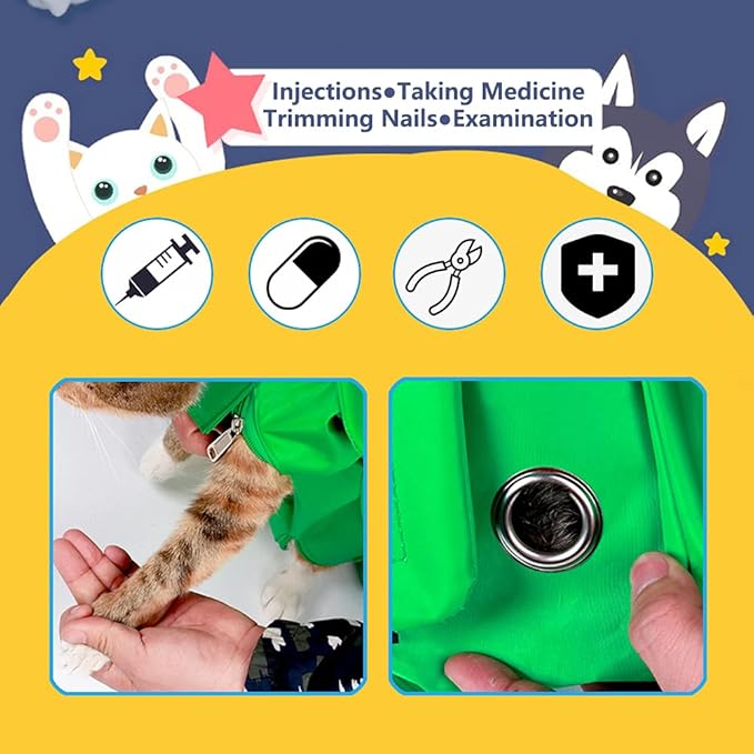 Cat’s Restraint Bag for Claw Care Nail Trimming Anti-Scratching Grooming Bag for Cats Medical Examination(Orange-m)