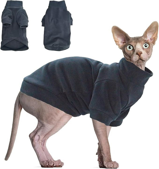 Sphynx Cat Sweater Hairless Cat Clothes Sweater Shirt Soft Warm Long Sleeves Pullover Pet Clothes Pajamas Dog Cloth for Small Dogs Jumpsuit Pet Sweaters (Dark Blue, Small)