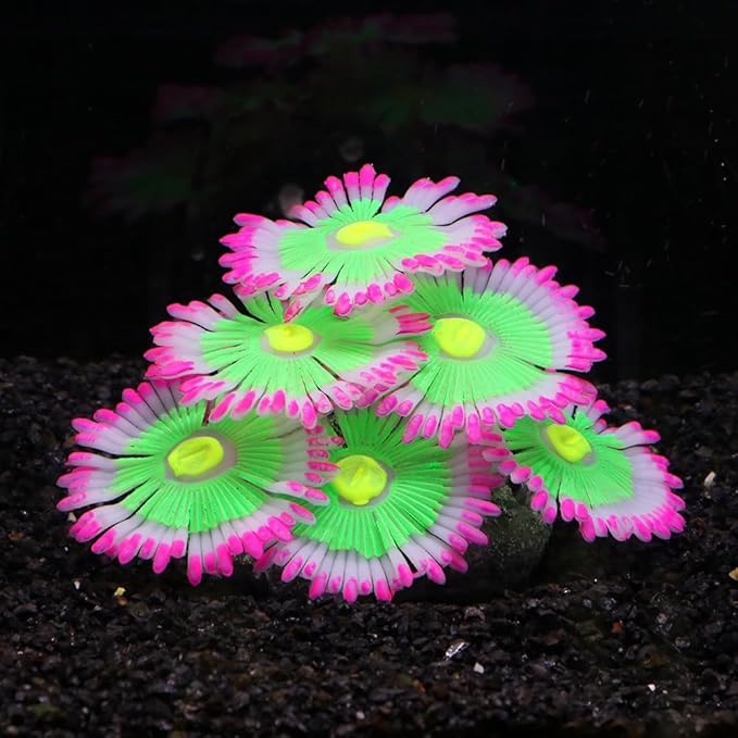 ZtohPyo Glowing Effect Soft Anemone Aquarium Fish Tank Decorations Silicone Glow in The Dark Artificial Ornament Plants for Aquarium Landscape Small/Large Fish Bowl Decor Accessories