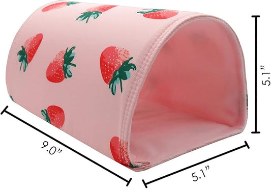Handmade Small Animal Tunnel Sleeping Hideout Cave Nest with Canvas for Hedgehog Guinea Pig Hamster Rat Ferret Hamster Squirrel and Other Small Animal Beds (Strawberry)