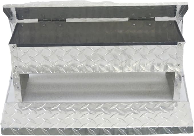Treadle Large Poultry Feeders Aluminium Automatic Chicken Feeder No Waste Rat Proof Trough with Weatherproof Lid for Duck Fowl 18 lbs Capacity