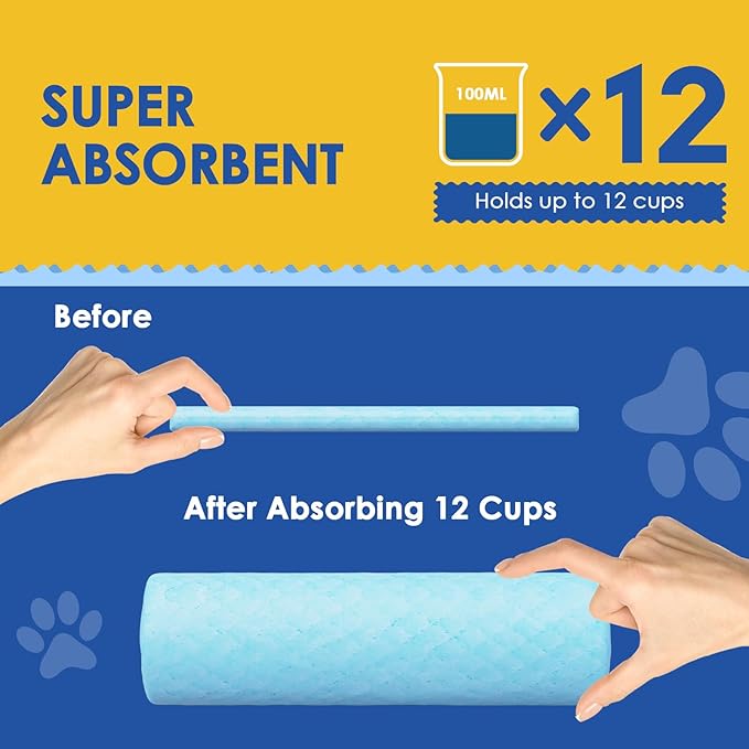 JollyMate Dog Pee Pads Extra Large 36"x36", 50 Pack 3X-Large Super Absorbent Pet Training Pads with Adhesive Tabs, 6 Layers Thick Leak-Proof Potty Pads for Dogs and Puppies