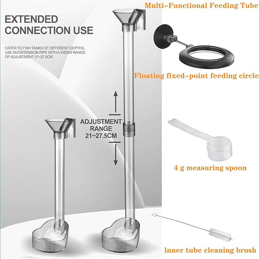 Aquarium Feeding Set - Fish & Shrimp Dish, Directional Feeding Tube, Cleaning Brush
