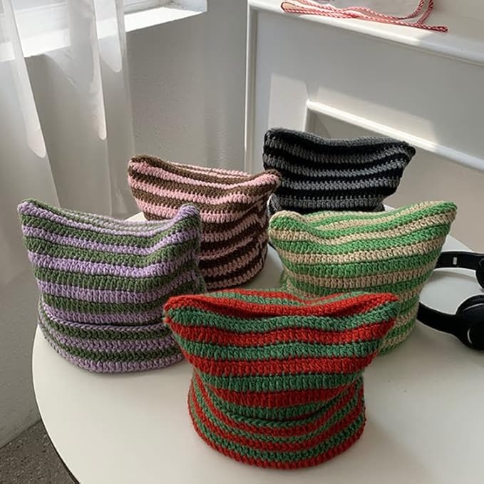 Crochet Hats for Women Cat Beanie Vintage Beanies Women Fox Hat Grunge Accessories Slouchy Beanies for Women
