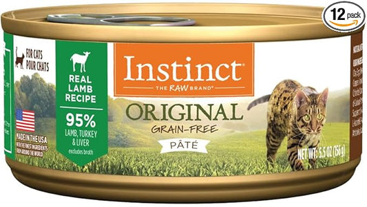 Instinct Original Grain Free Real Lamb Recipe Natural Wet Canned Cat Food by Nature's Variety, 5.5 Ounce (Pack of 12)