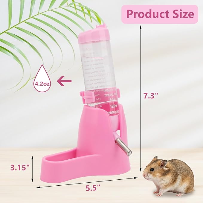 Litewoo 3 in 1 Hamster Water Bottle Small Animal Water Bottle with Food Container Base Hut Hanging Pet Automatic Feeding Drinking Dispenser for Dwarf Hamster Rats Mouse Gerbil Mice